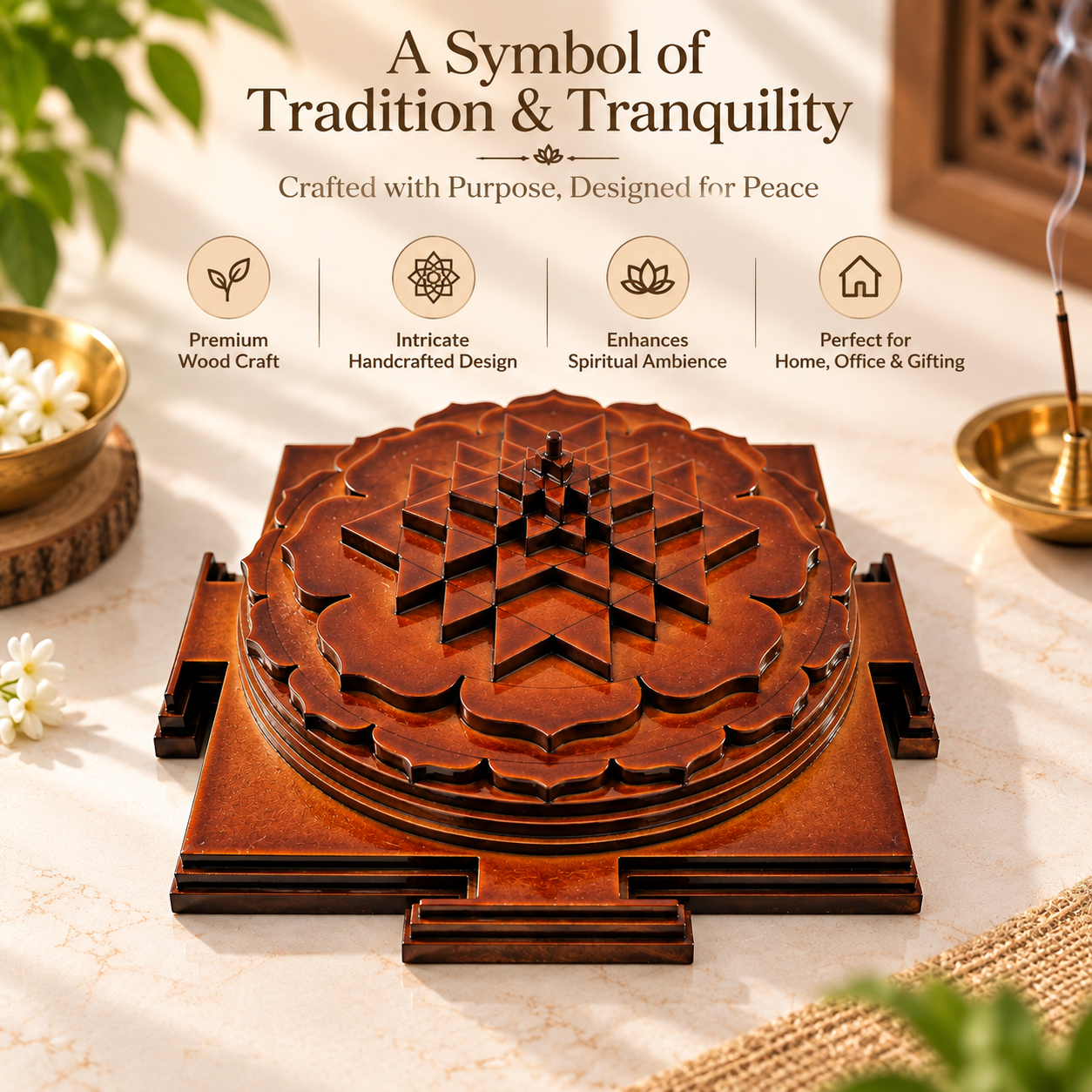 Wooden Mandala Incense Holder