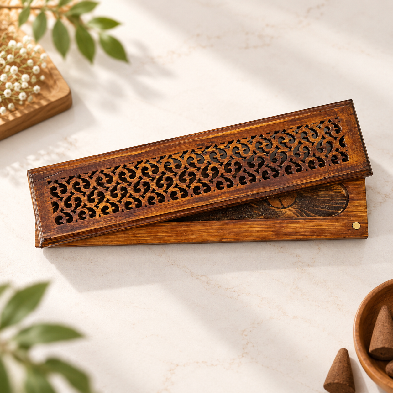 Wooden Incense Stick Holder Box