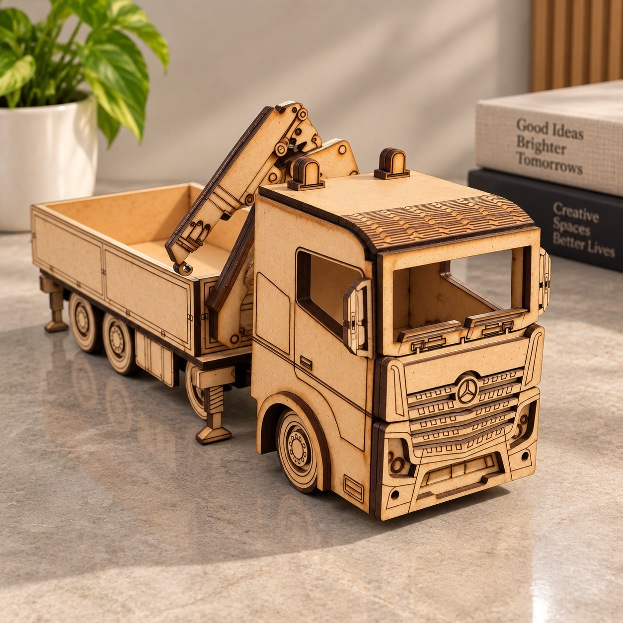 Wooden Excavator Truck Model