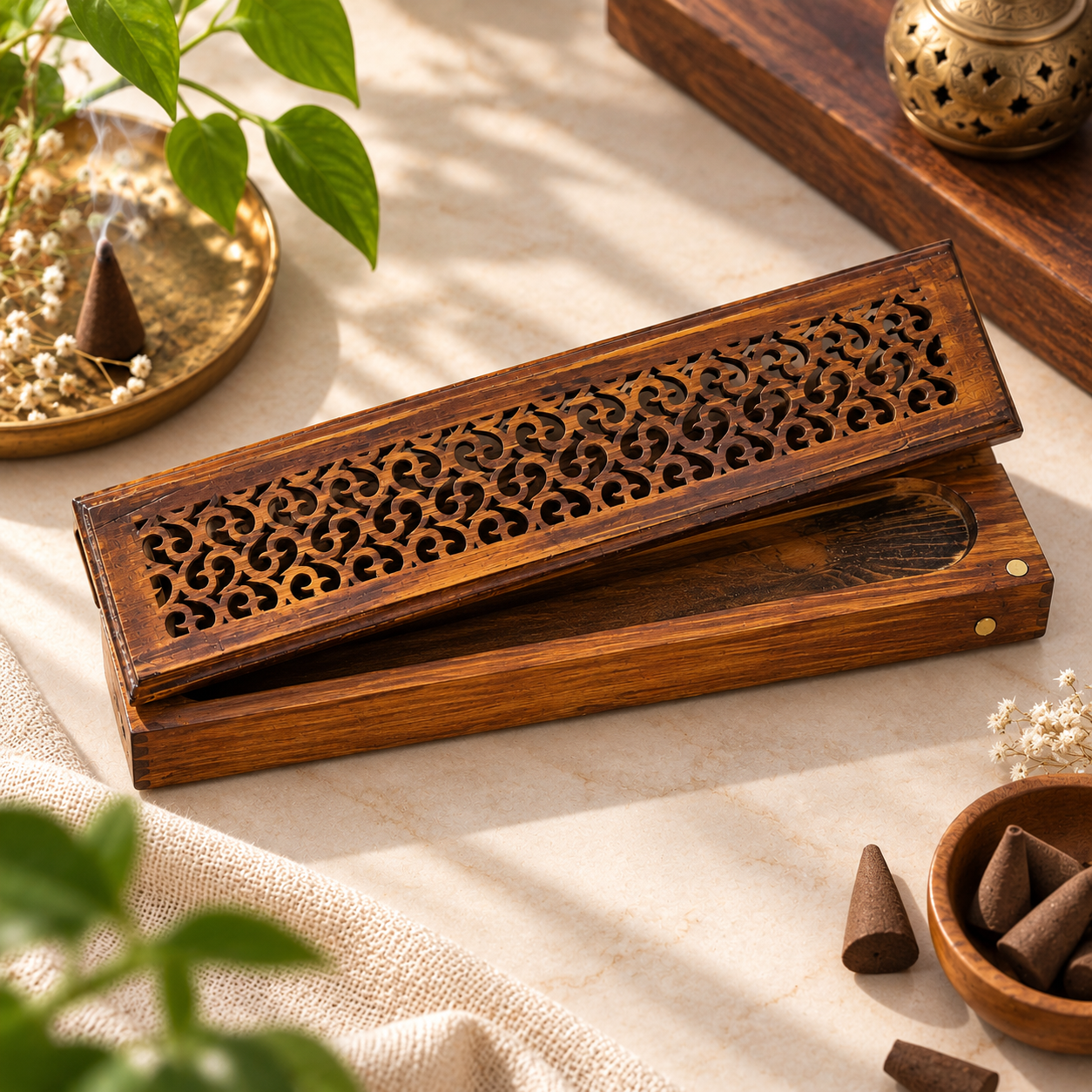 Wooden Incense Stick Holder Box