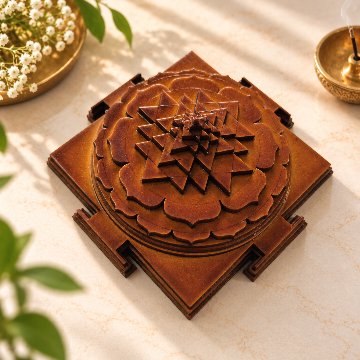 Wooden Mandala Incense Holder