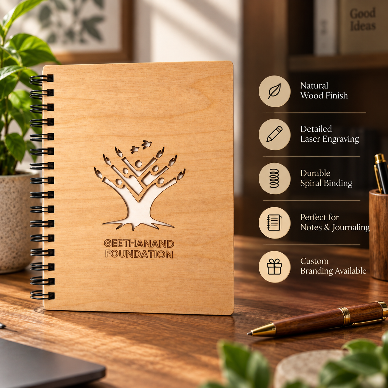Wooden Spiral Notebook