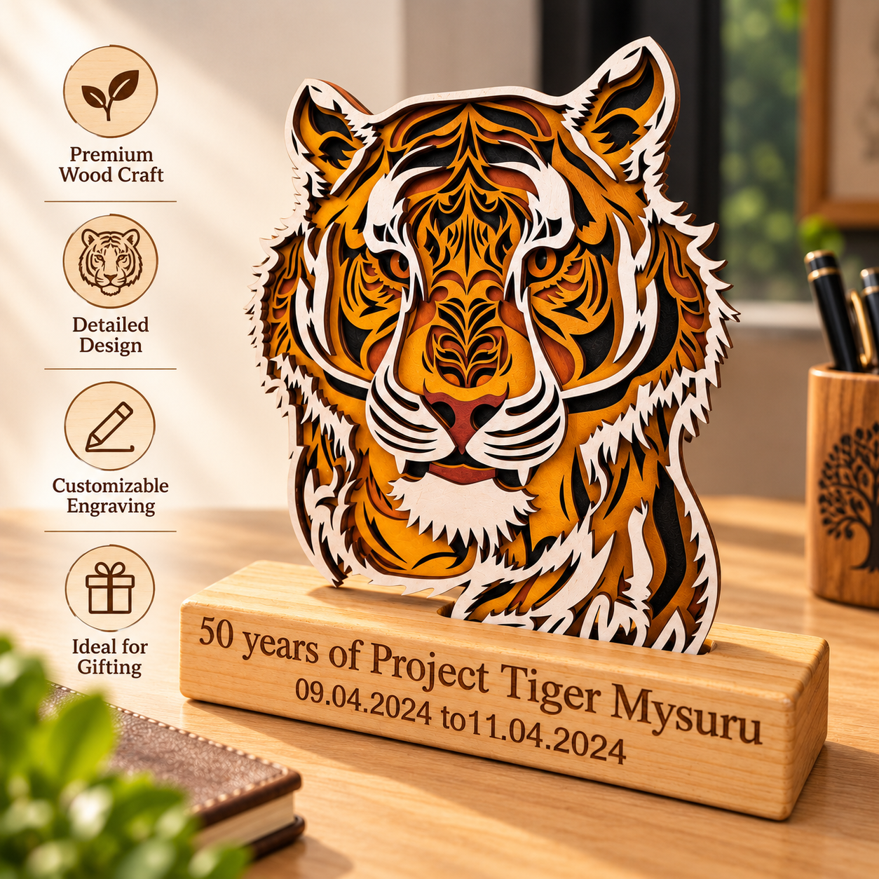 Wooden Tiger Display Stand