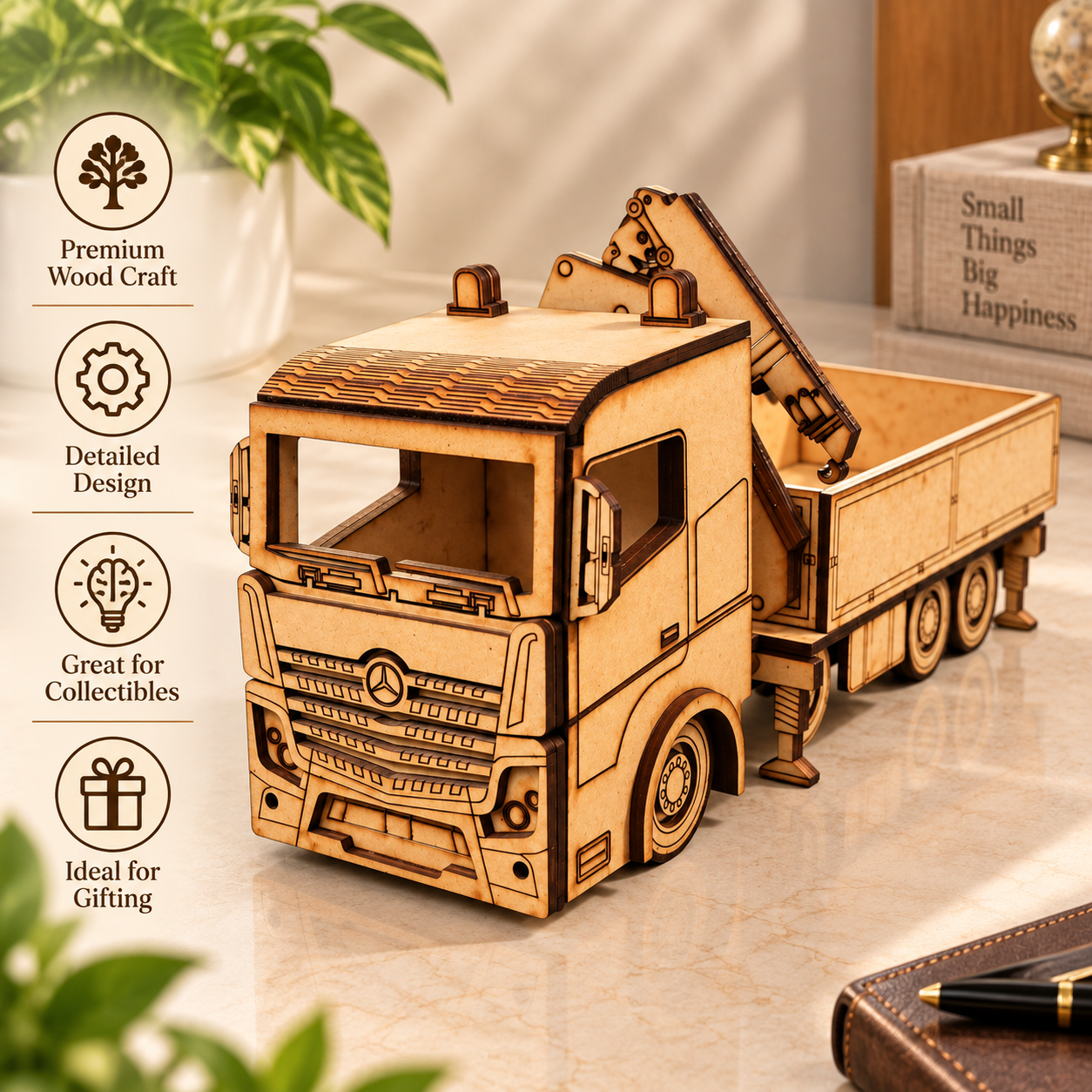 Wooden Excavator Truck Model